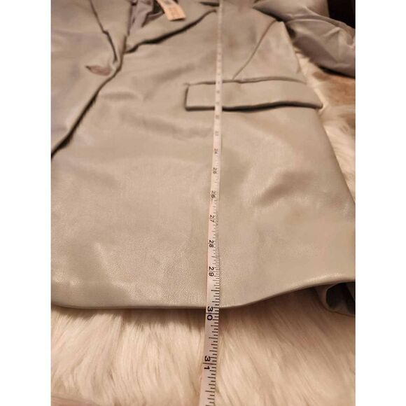 Badgley Mischka NWT stretch vegan leather blazer jacket heather grey size medium - Picture 6 of 8